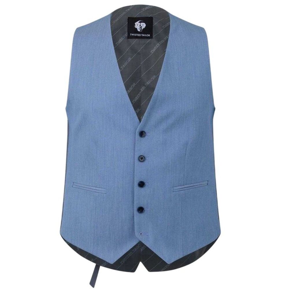 Twisted Tailor Mens Slim Vest / Light Blue
